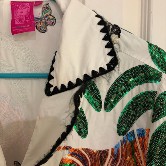 Queen of Sparkles Safari Embellished Sequin Top XS - Picture 7 of 11